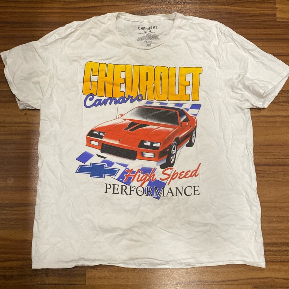 Throwback white shirt with Camaro